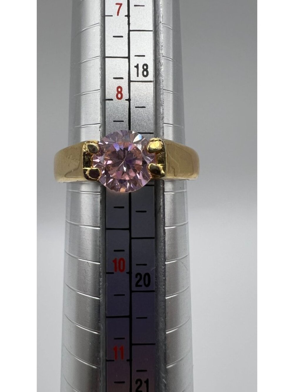 18K Gold-Filled Ring With Pink Cubic Zirconia Stone Size 10 - Picture 4 of 4